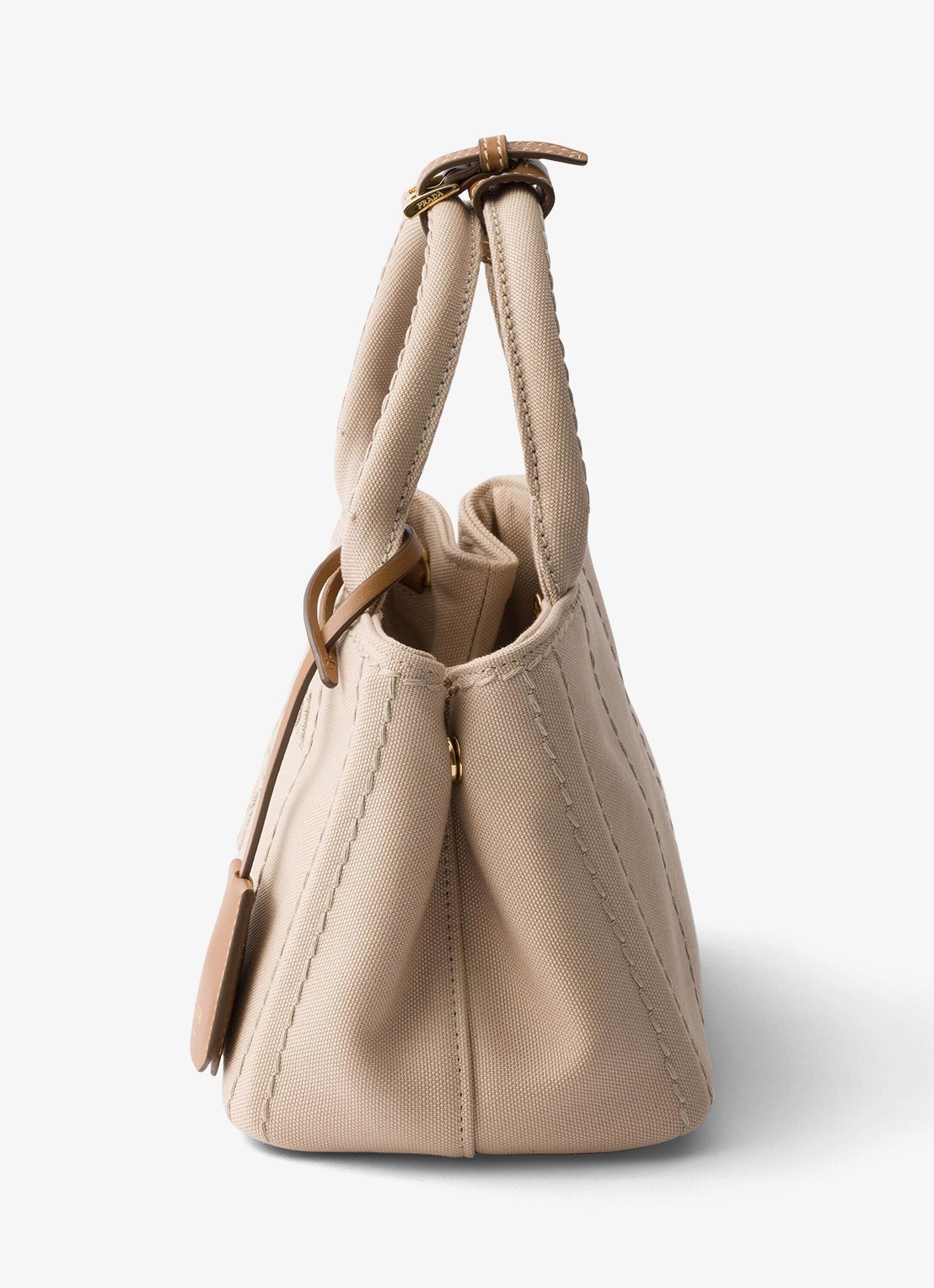 Prada Jardinière Mini handtas met leren details en logo - detail zand