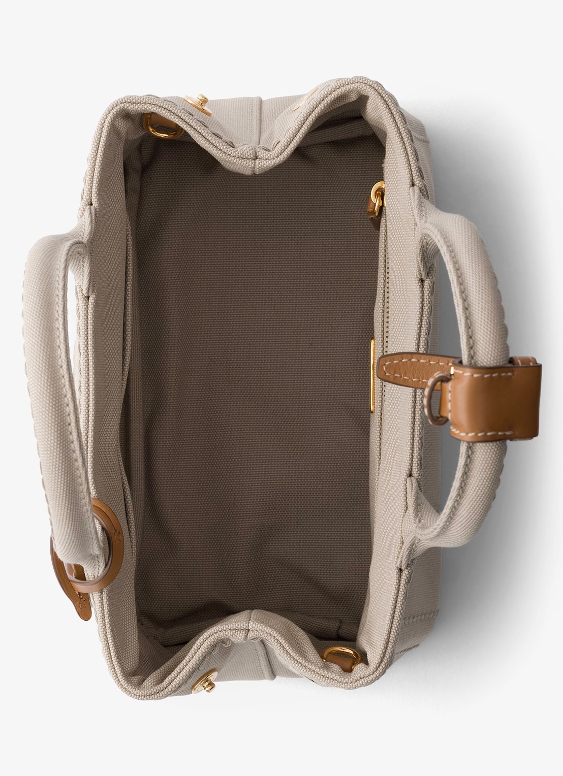 Prada Jardinière Mini handtas met leren details en logo - detail 2 beige