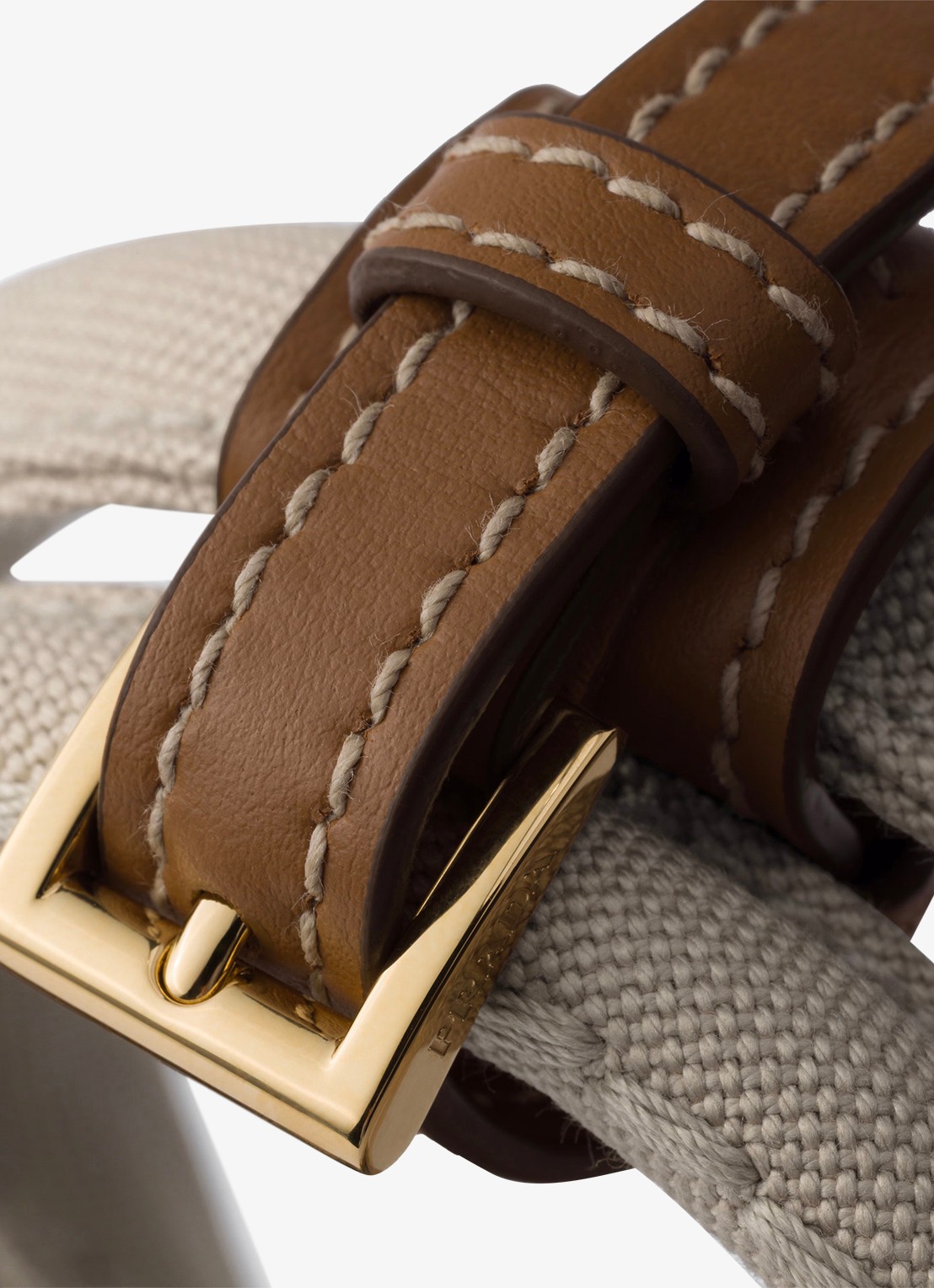 Prada Jardinière Mini handtas met leren details en logo - detail 3 beige