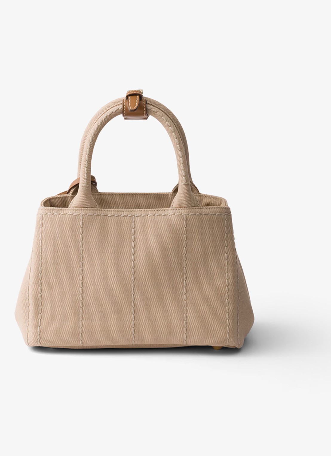 Prada Jardinière Mini handtas met leren details en logo - achterkant gebroken wit