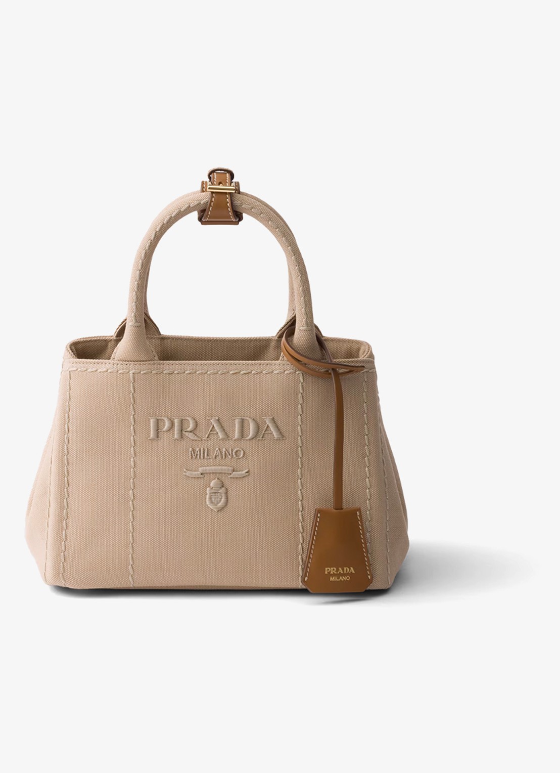 Prada Jardinière Mini handtas met leren details en logo - voorkant 2 gebroken wit