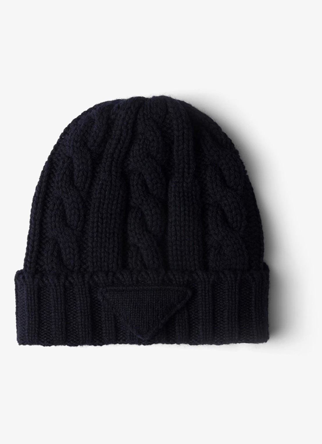 Prada Kabelgebreide muts van kasjmier - voorkant donkerblauw