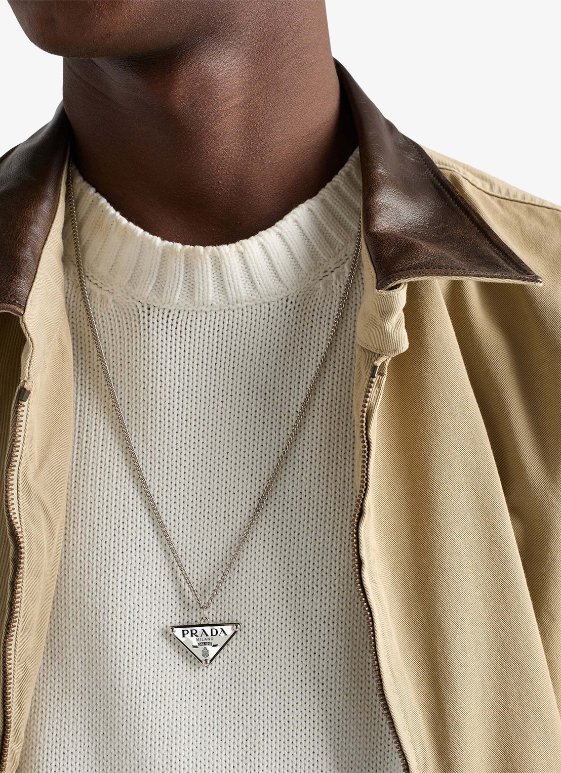 Prada Ketting met logo - voorkant 2 zilver