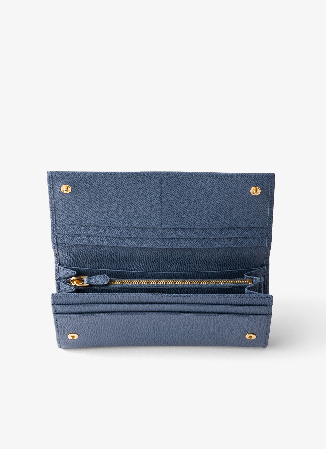 Prada Large portemonnee van kalfsleer - voorkant 3 blauw