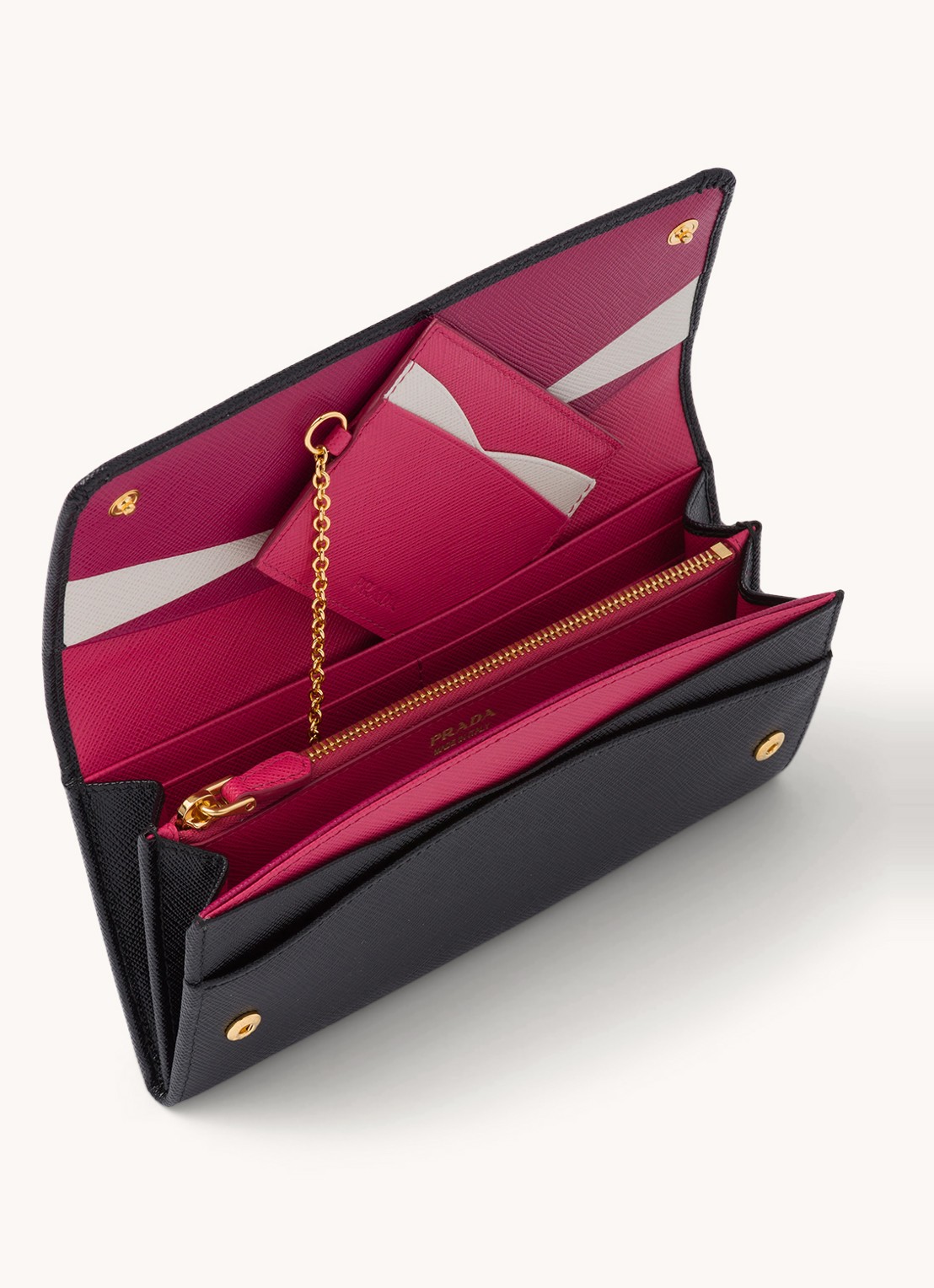 Prada Large portemonnee van leer - detail 4 zwart