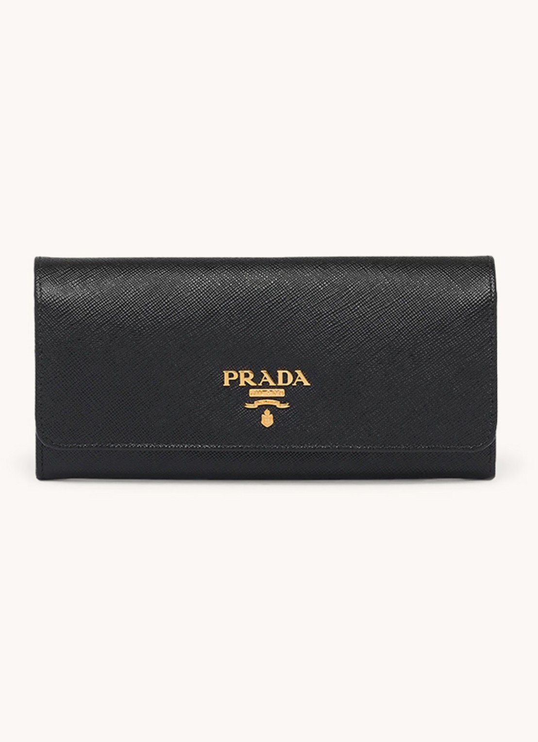 Prada Large portemonnee van leer - voorkant zwart