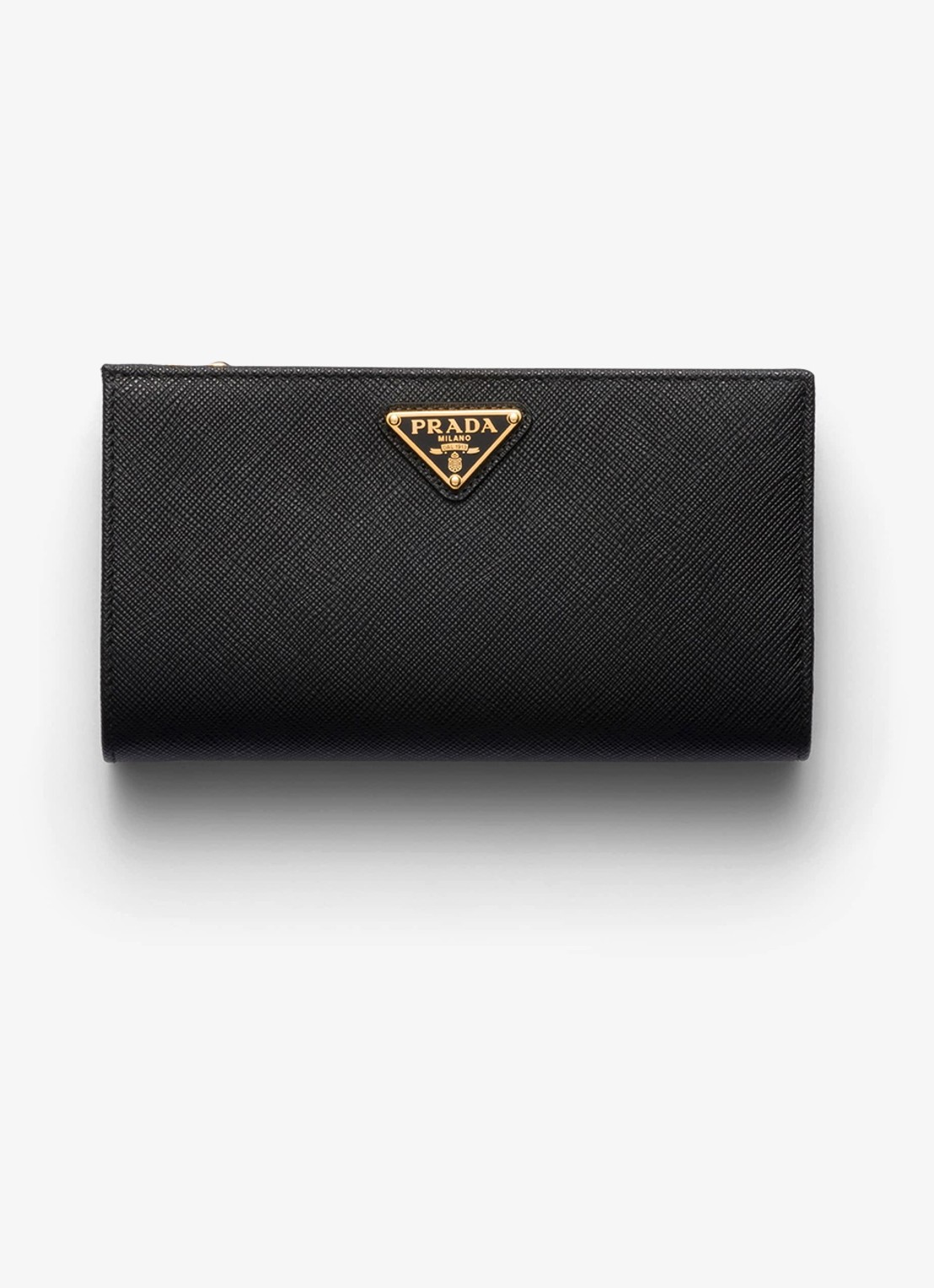 Prada Large portemonnee van leer - voorkant diepzwart