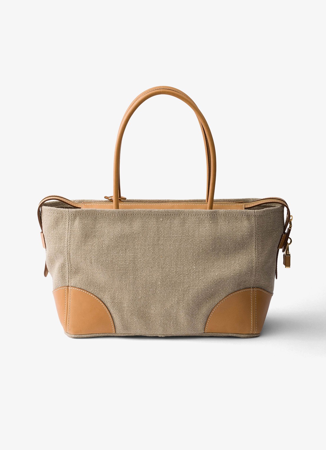 Prada Large schoudertas met leren details - achterkant 7 zand