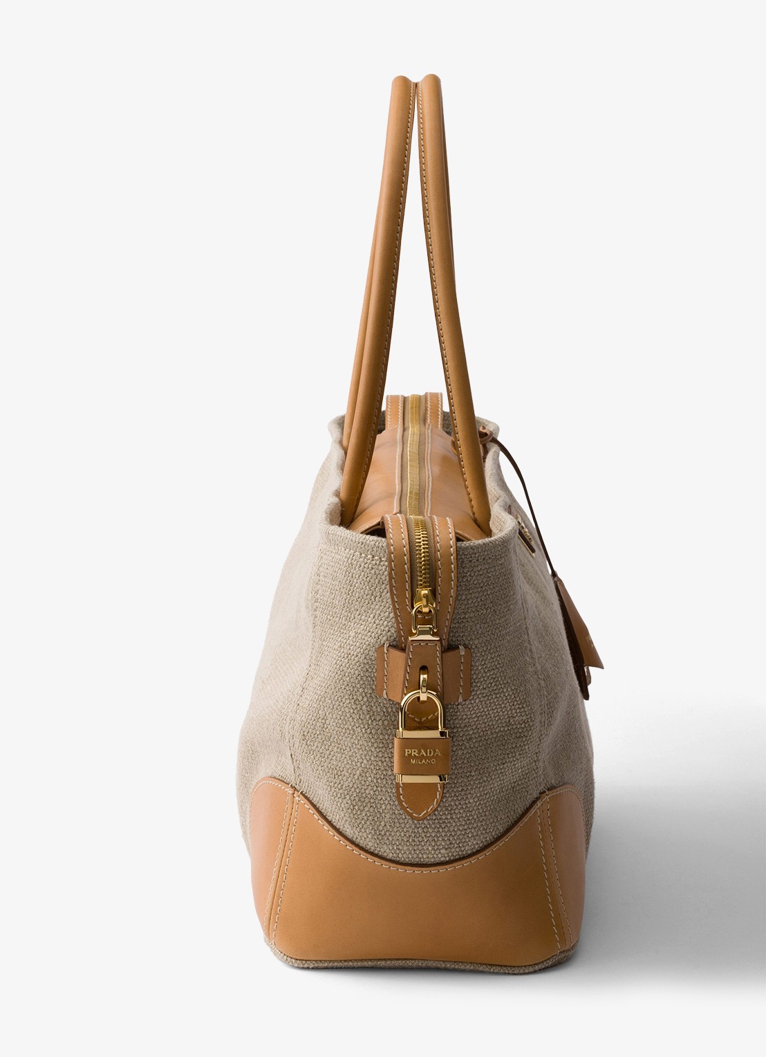 Prada Large schoudertas met leren details - detail 3 zand