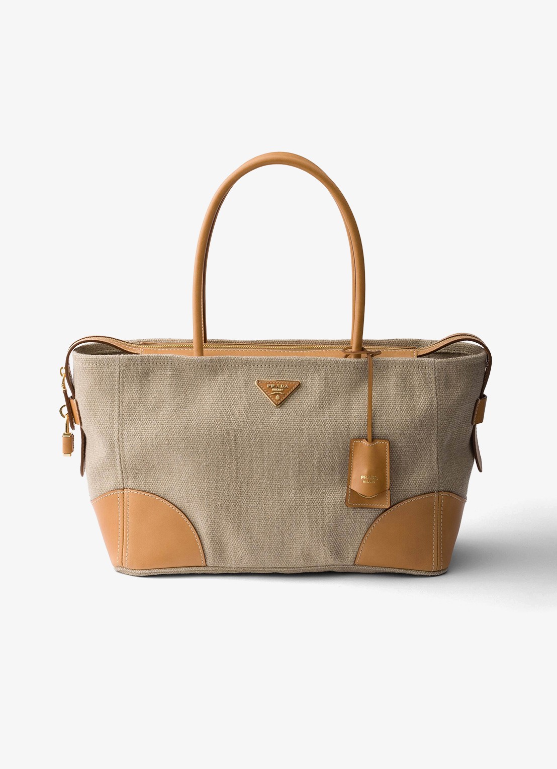 Prada Large schoudertas met leren details - voorkant zand