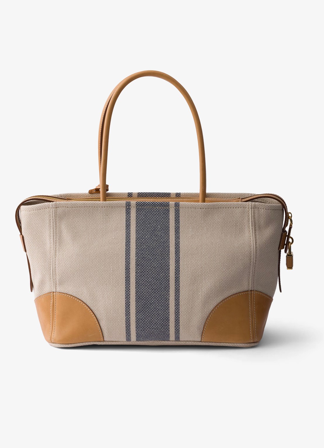 Prada Large schoudertas met leren details - achterkant 4 beige