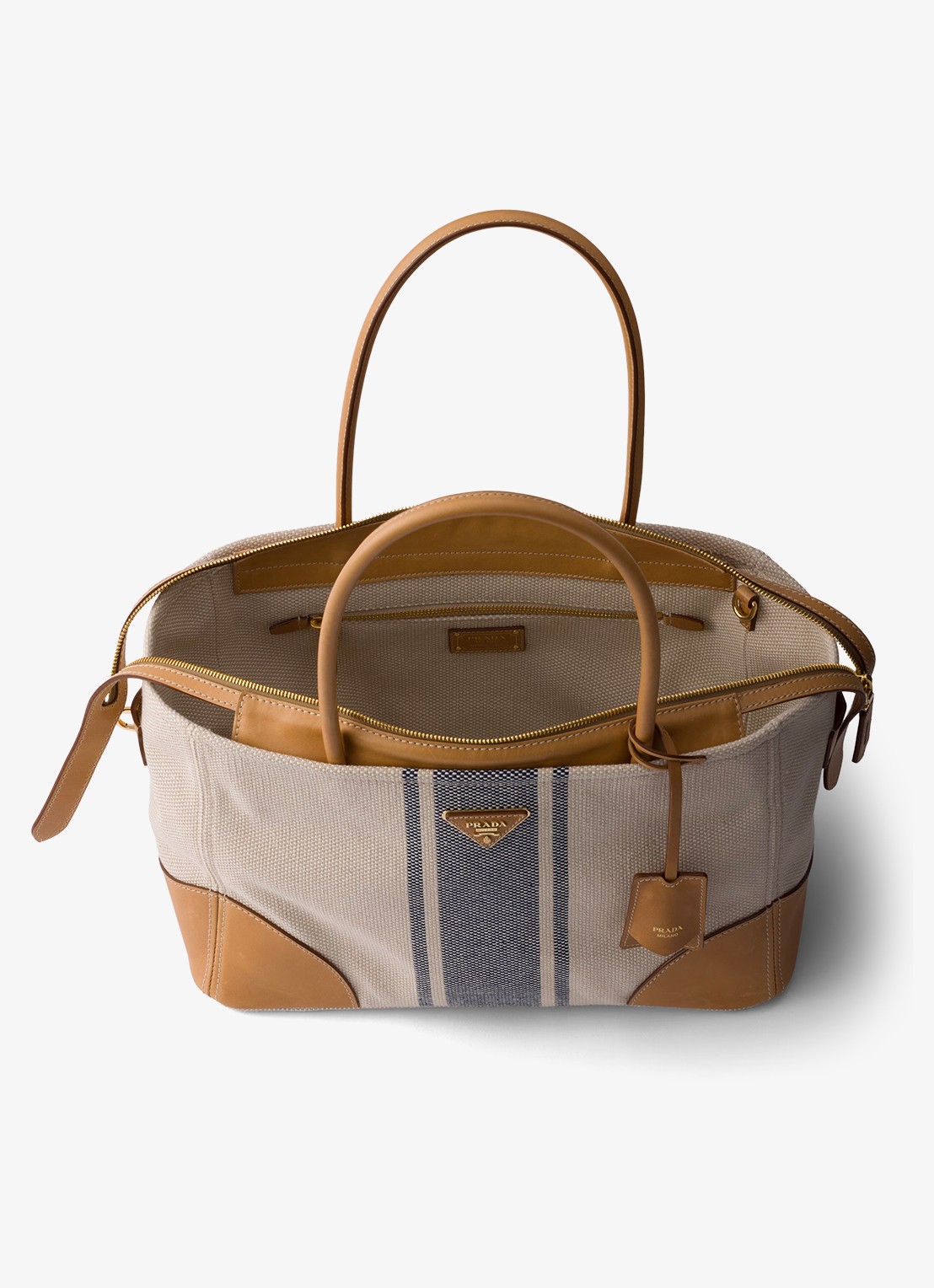 Prada Large schoudertas met leren details - detail beige