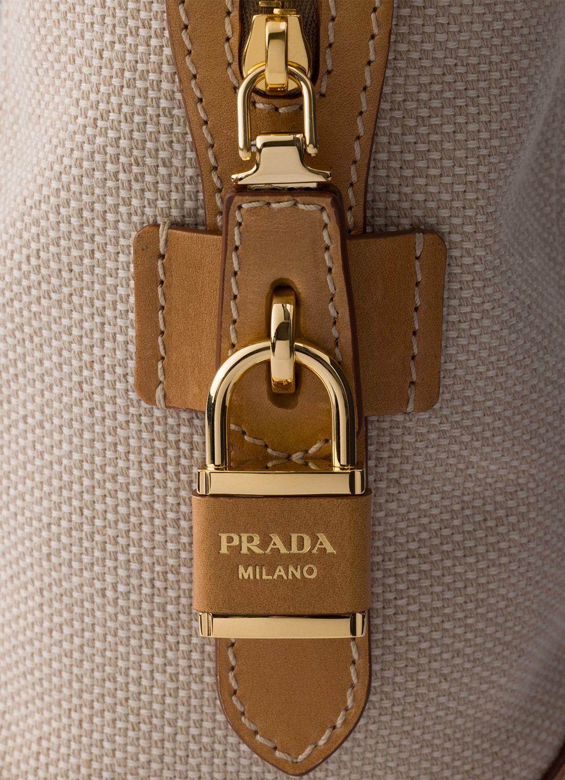 Prada Large schoudertas met leren details - detail 3 beige
