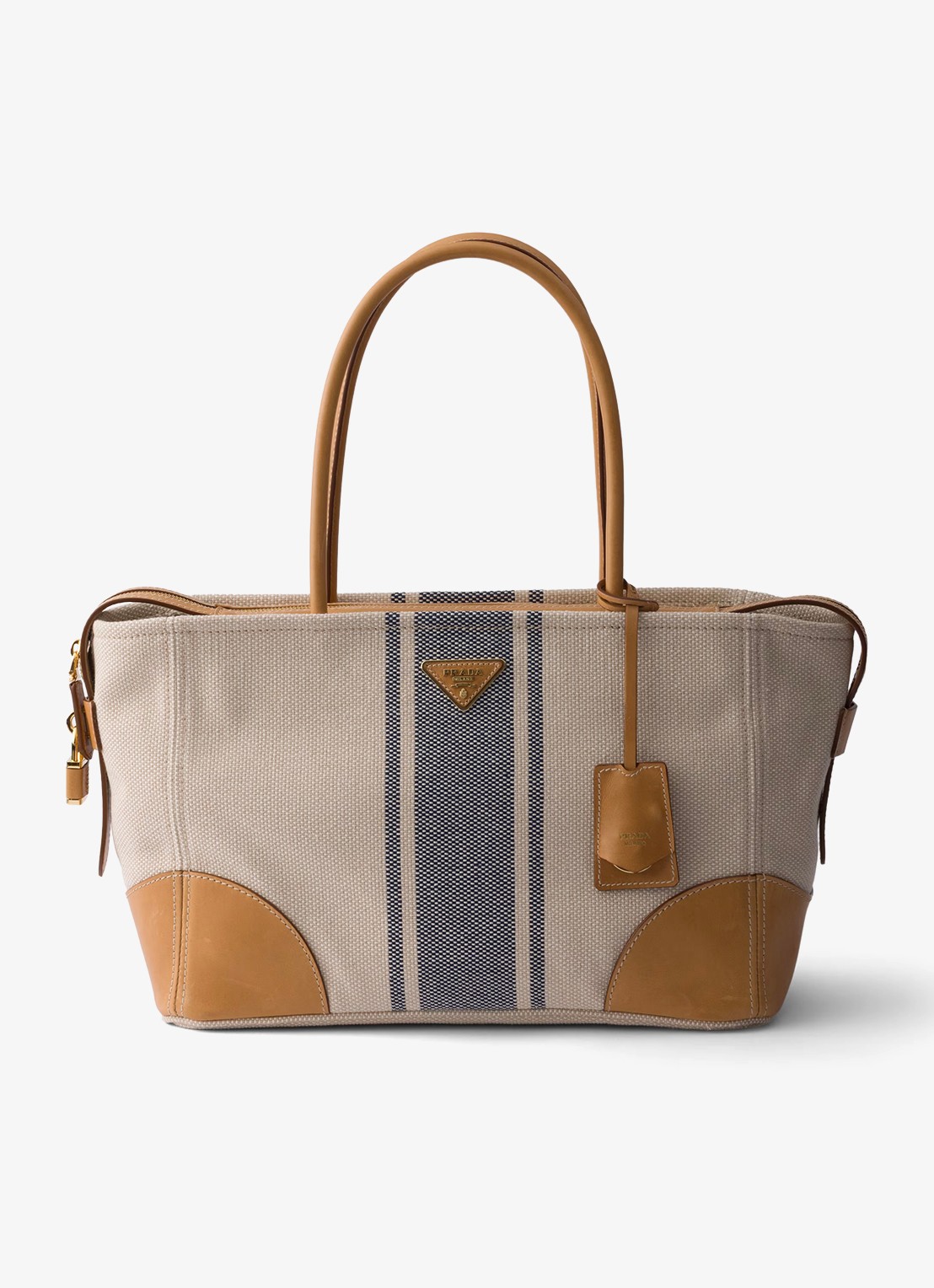 Prada Large schoudertas met leren details - voorkant 5 beige