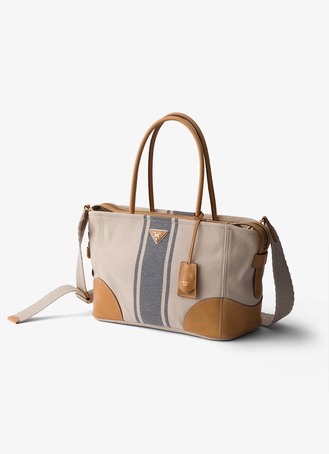 Prada Large schoudertas met leren details - voorkant 6 beige