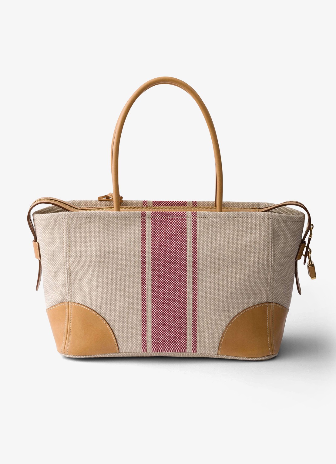 Prada Large schoudertas met leren details - achterkant donkerbeige