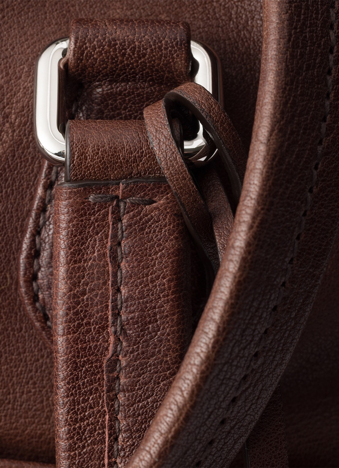 Prada Large schoudertas van leer - detail 5 donkerbruin