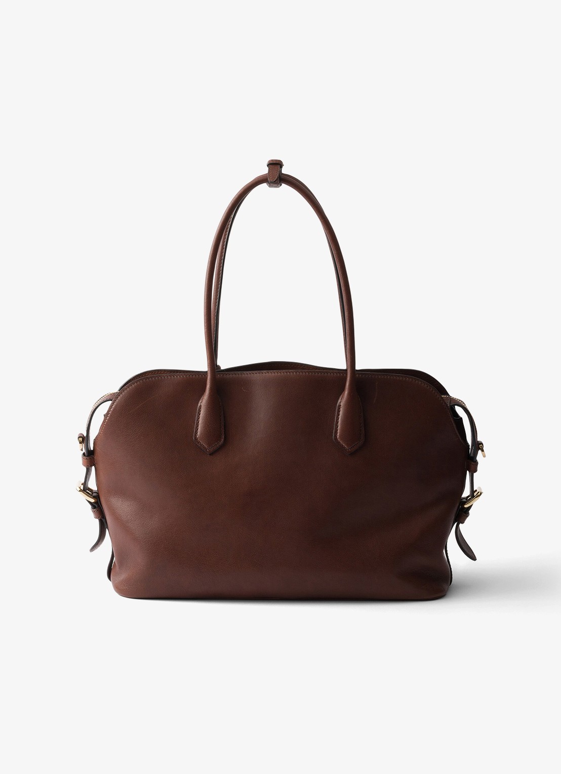 Prada Large schoudertas van leer - achterkant donkerbruin