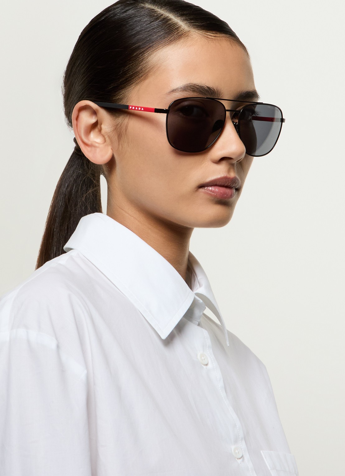 Prada Linea Rossa Piloten zonnebril gepolariseerd PS54ZS - voorkant 2 zwart