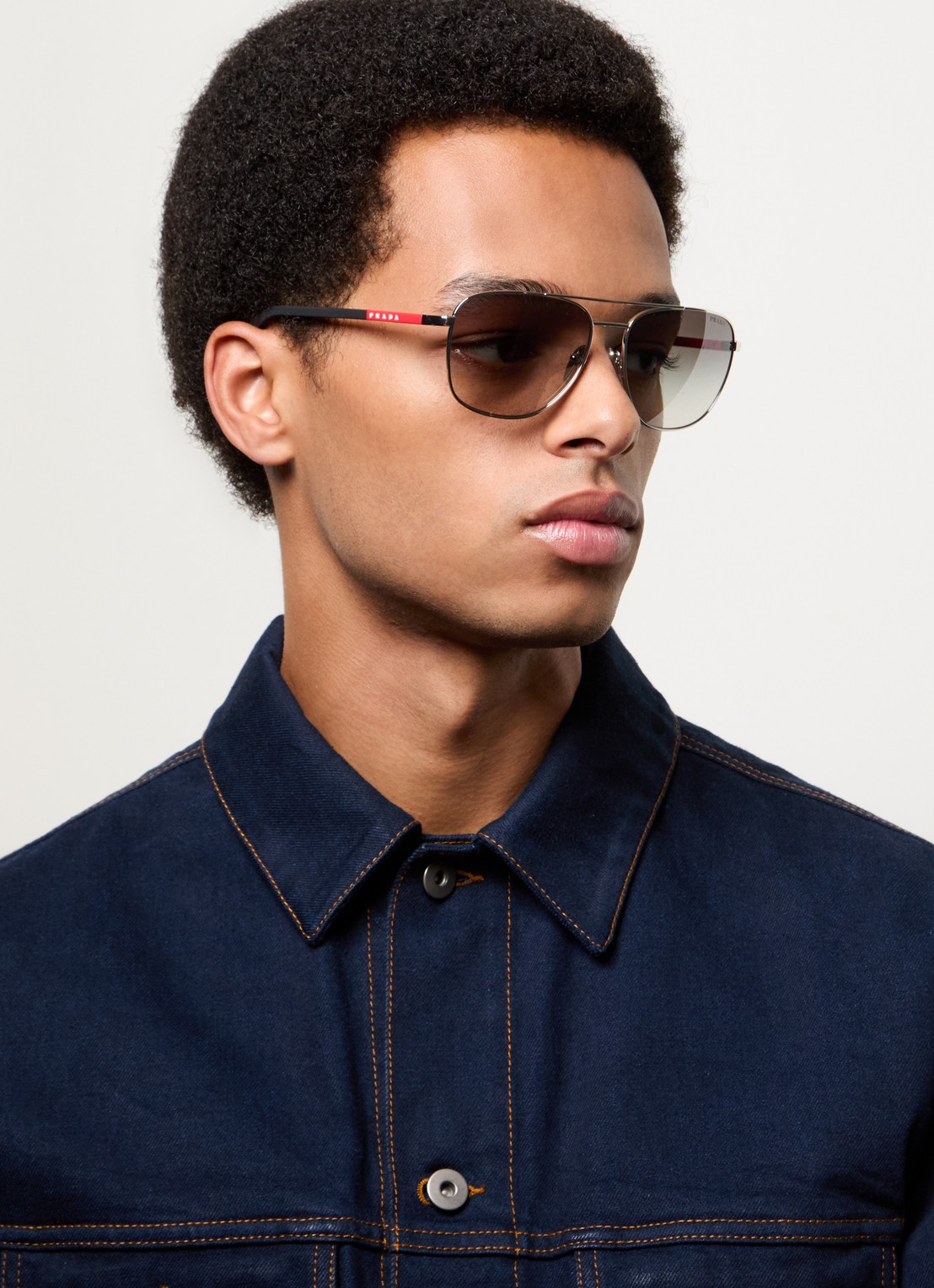 Prada Linea Rossa Piloten zonnebril PS54ZS - voorkant 2 zilver