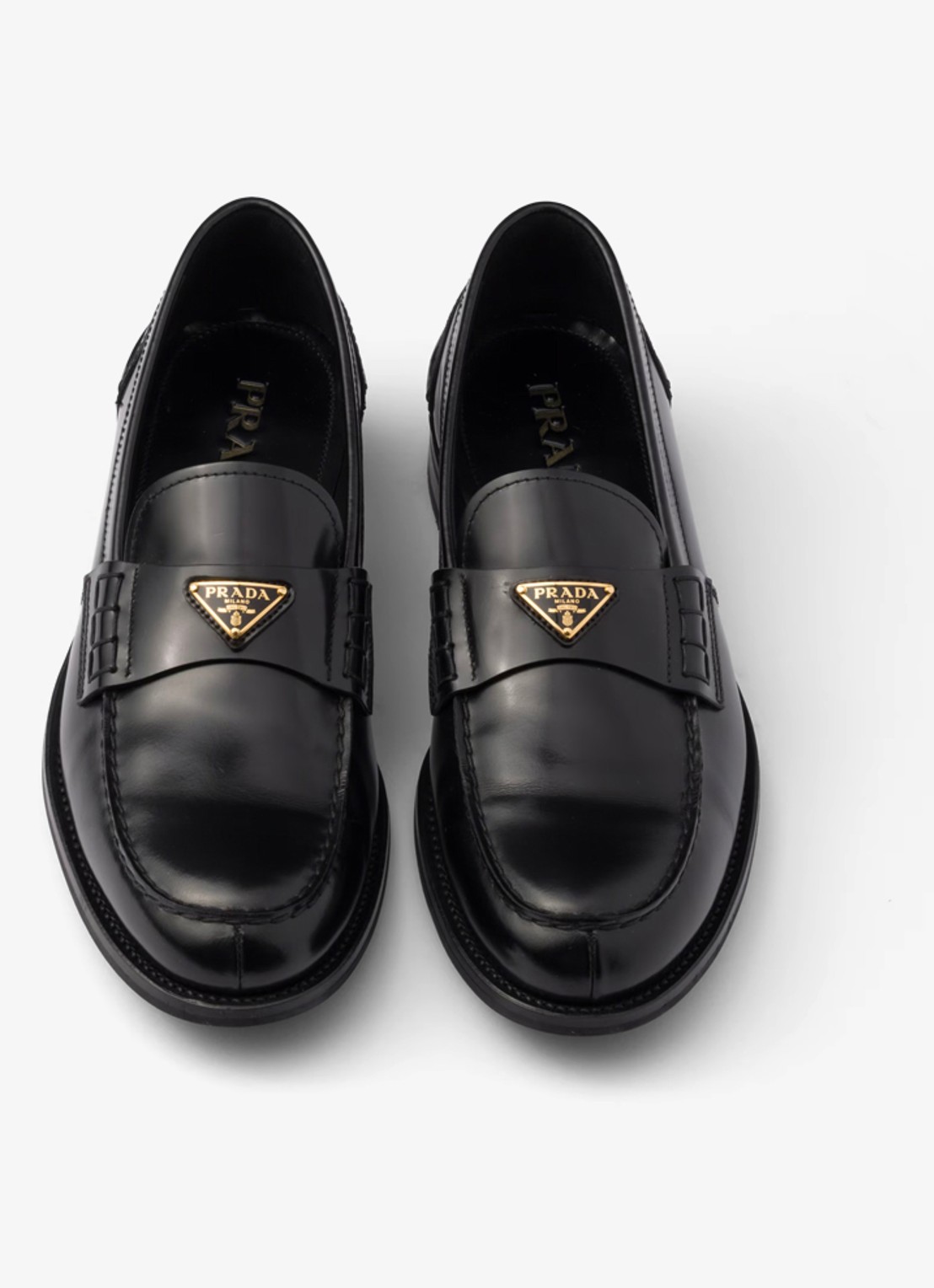 Prada Loafer van kalfsleer met logo - detail zwart
