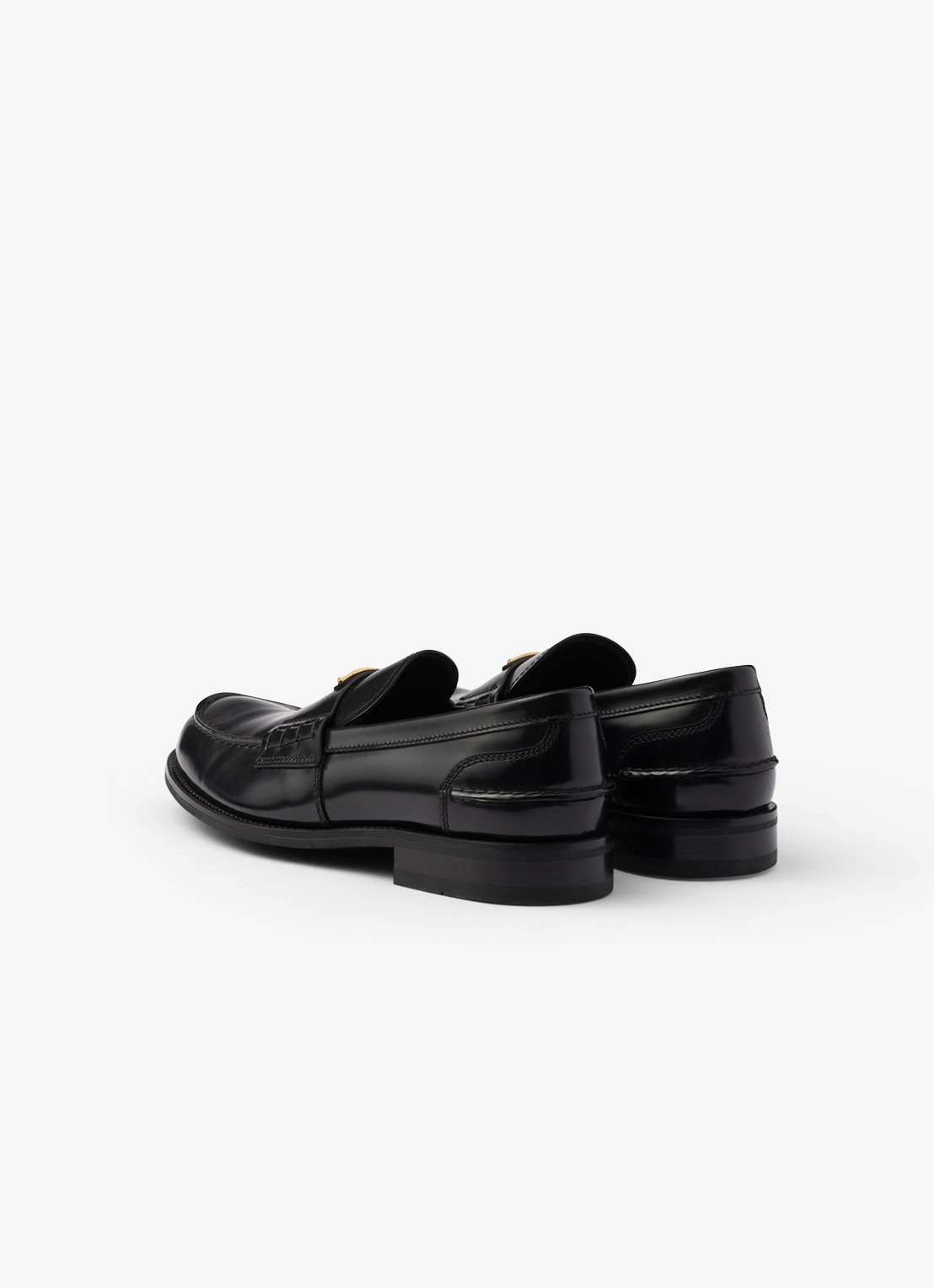 Prada Loafer van kalfsleer met logo - achterkant 6 zwart