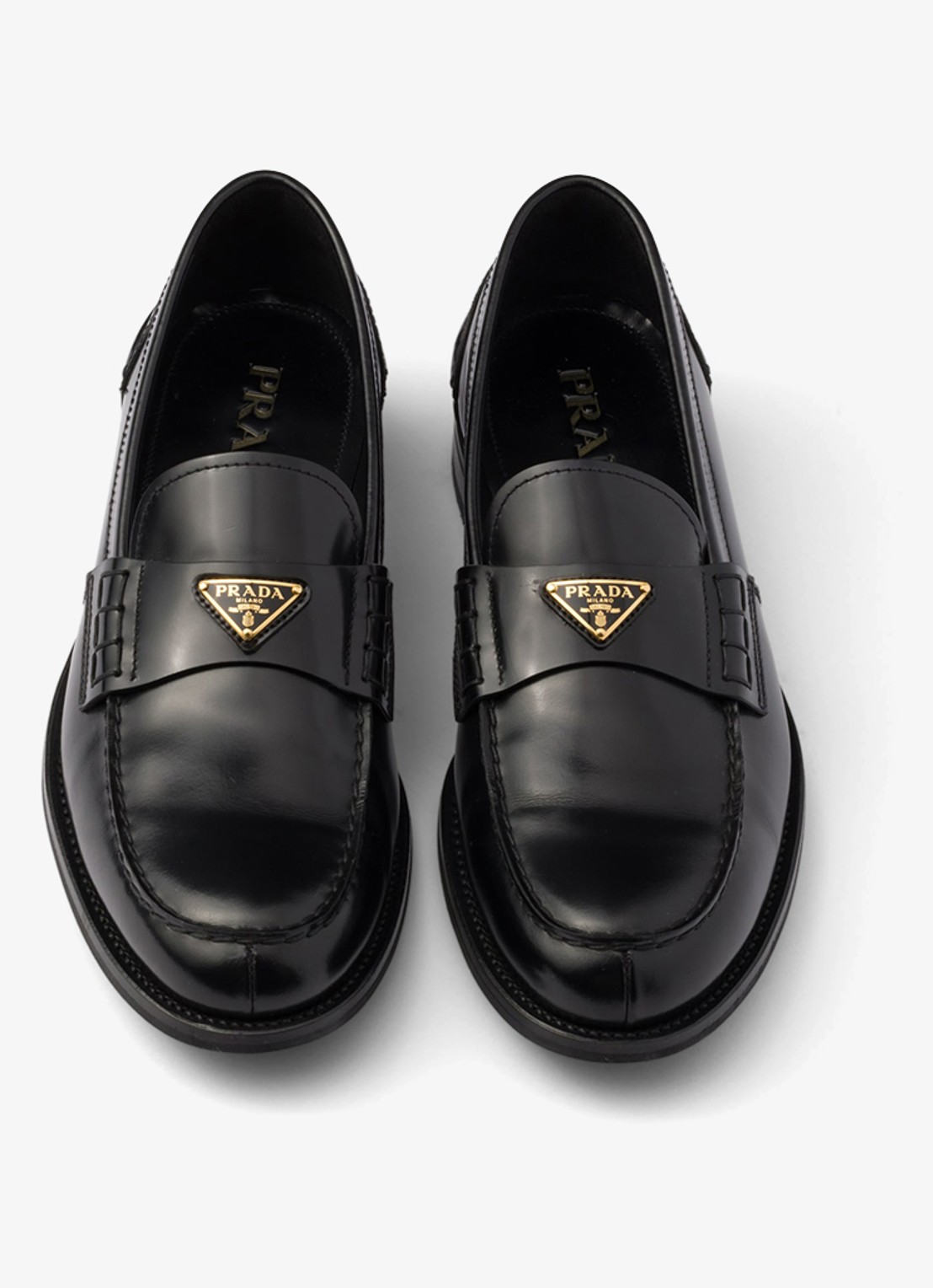 Prada Loafer van kalfsleer met logo - detail 4 zwart