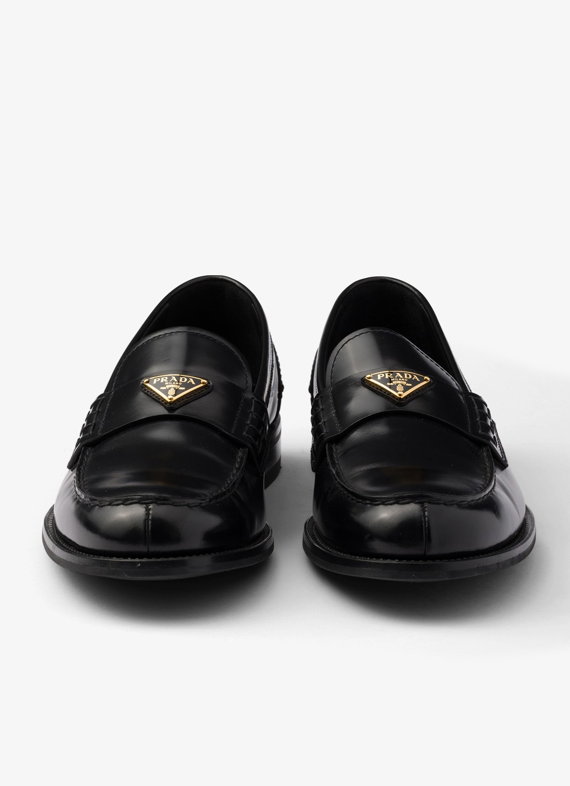 Prada Loafer van kalfsleer met logo - detail 5 zwart