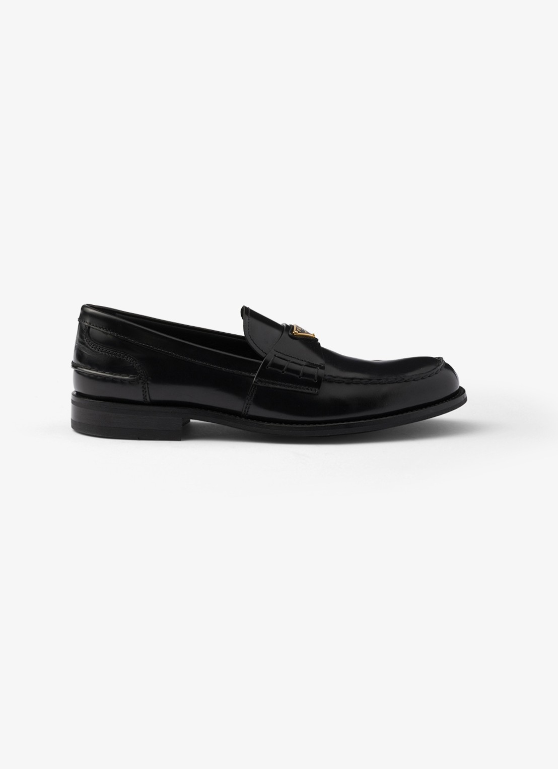 Prada Loafer van kalfsleer met logo - voorkant 2 zwart