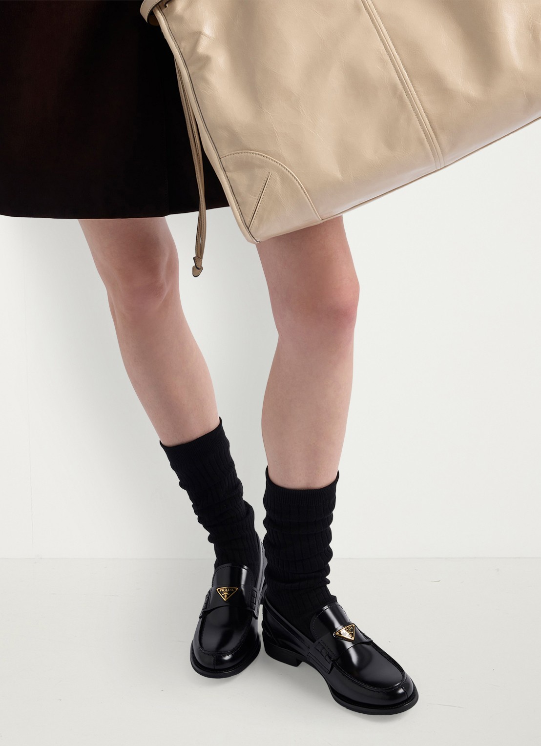 Prada Loafer van kalfsleer - voorkant 2 zwart