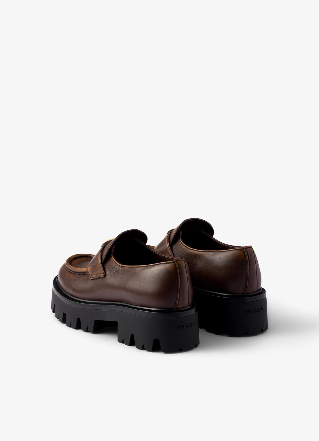 Prada Loafer van kalfsleer - achterkant bruin