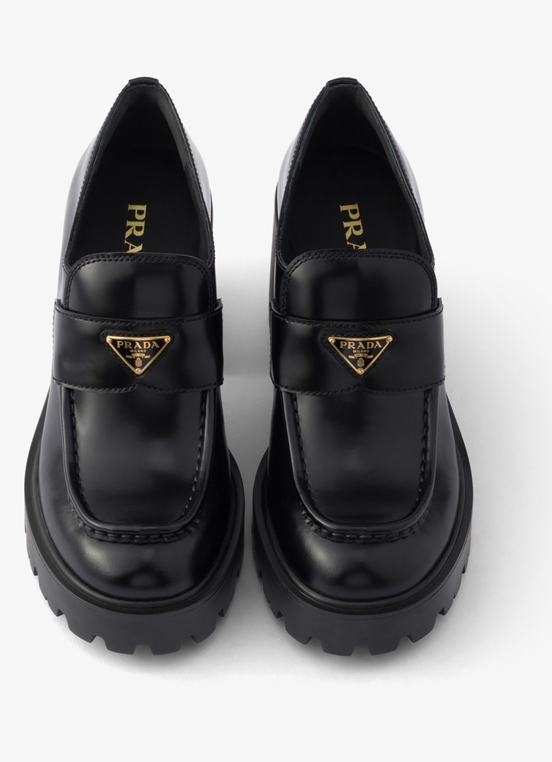 Prada Loafer van kalfsleer - detail 4 zwart