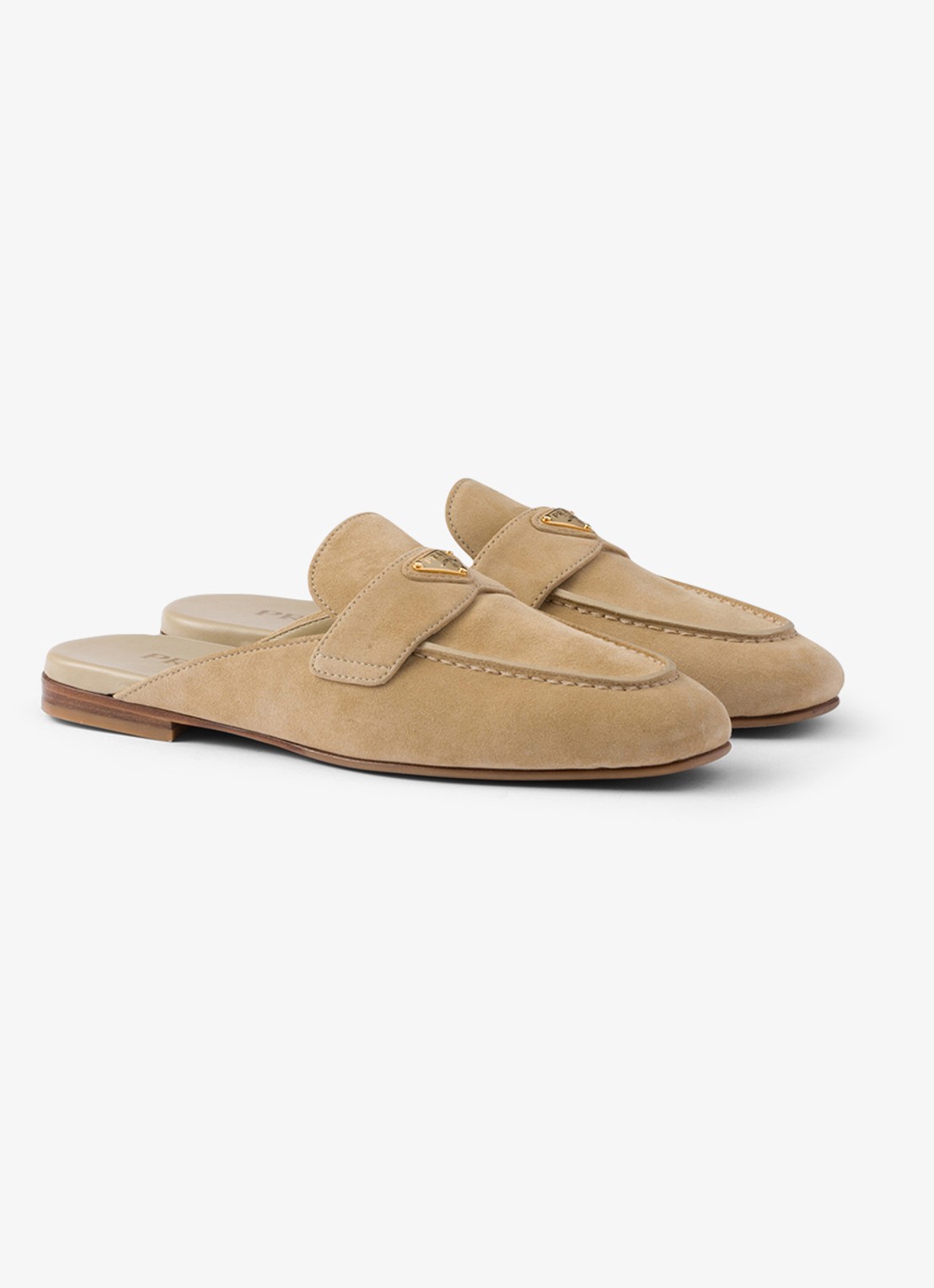 Prada Loafer van kalfssuède - voorkant beige