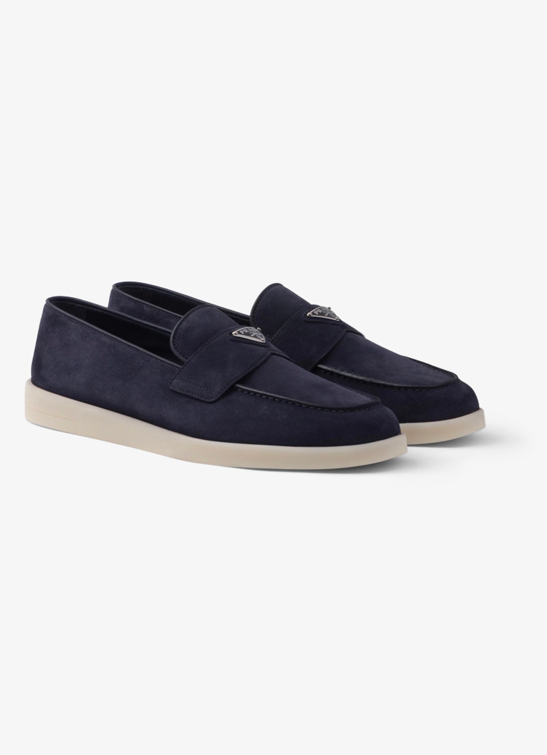 Prada Loafer van kalfssuède - detail 4 donkerblauw