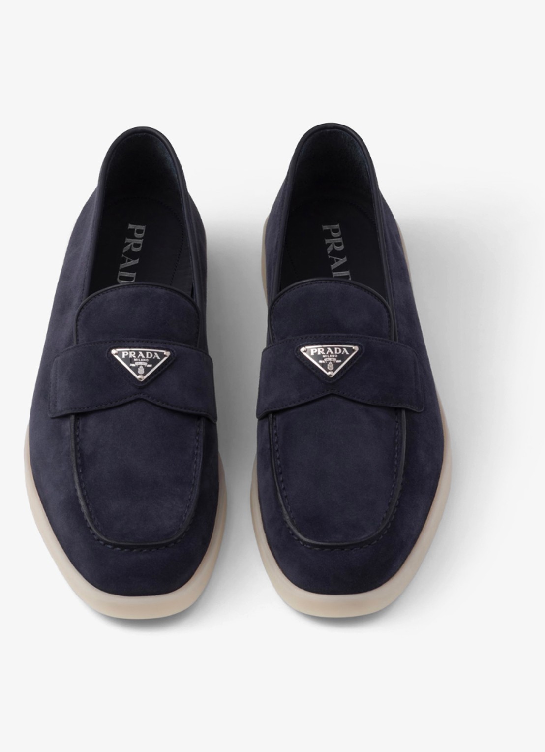 Prada Loafer van kalfssuède - detail 5 donkerblauw