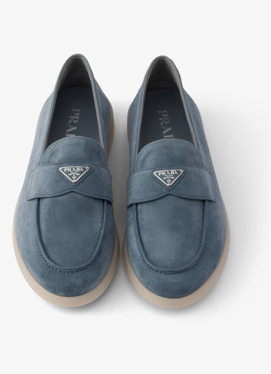 Prada Loafer van kalfssuède - detail 4 donkerblauw