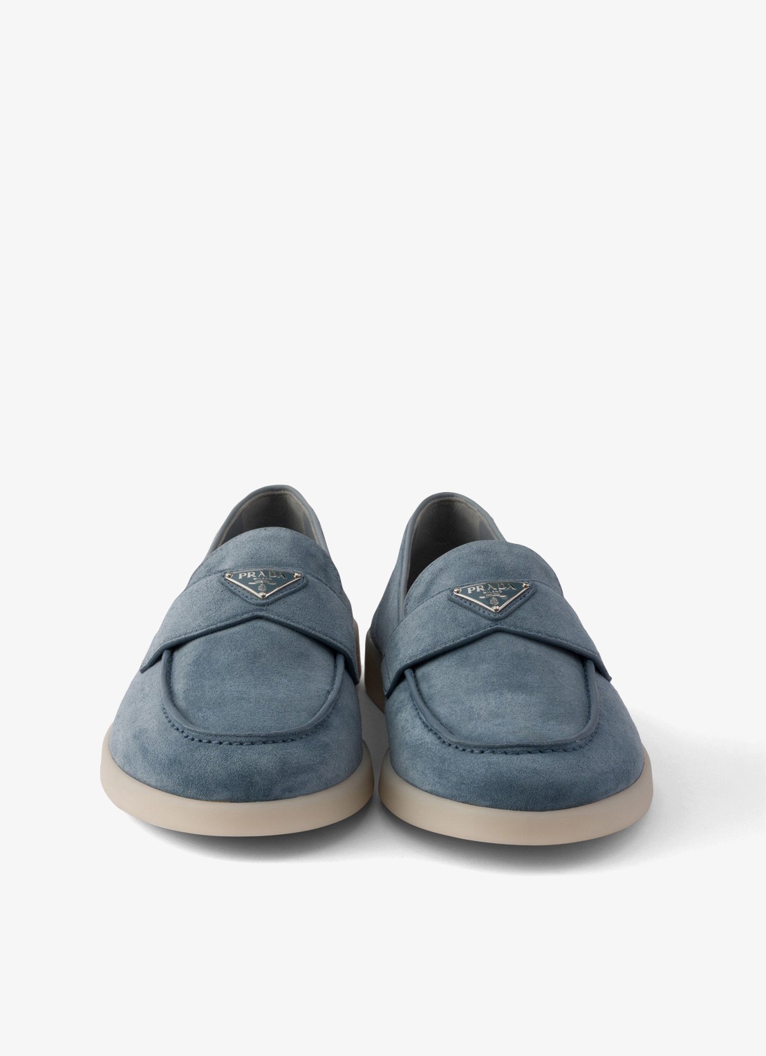 Prada Loafer van kalfssuède - detail 5 donkerblauw