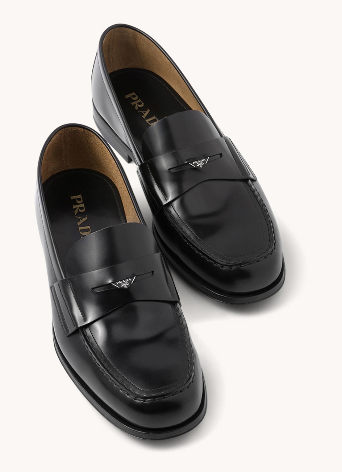 Prada Loafer van leer met logo  - detail 4 zwart