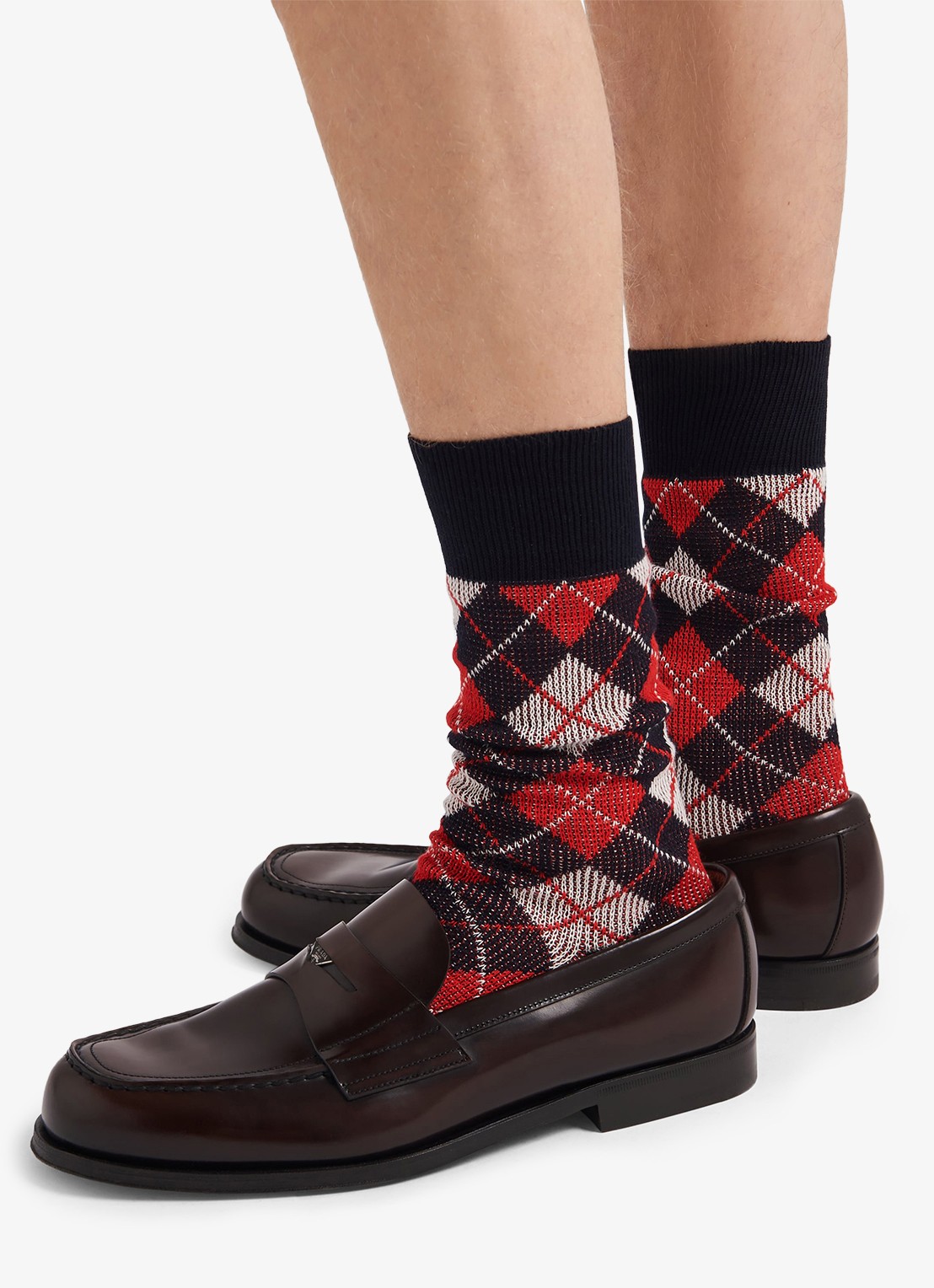 Prada Loafer van leer met logo  - detail 2 donkerbruin
