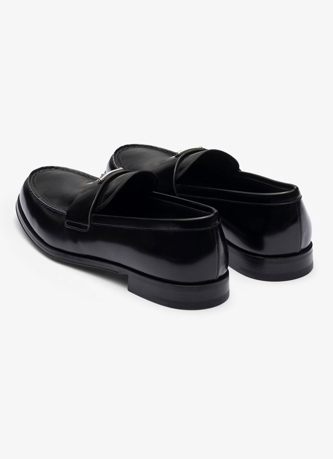 Prada Loafer van leer met logo  - achterkant 3 zwart