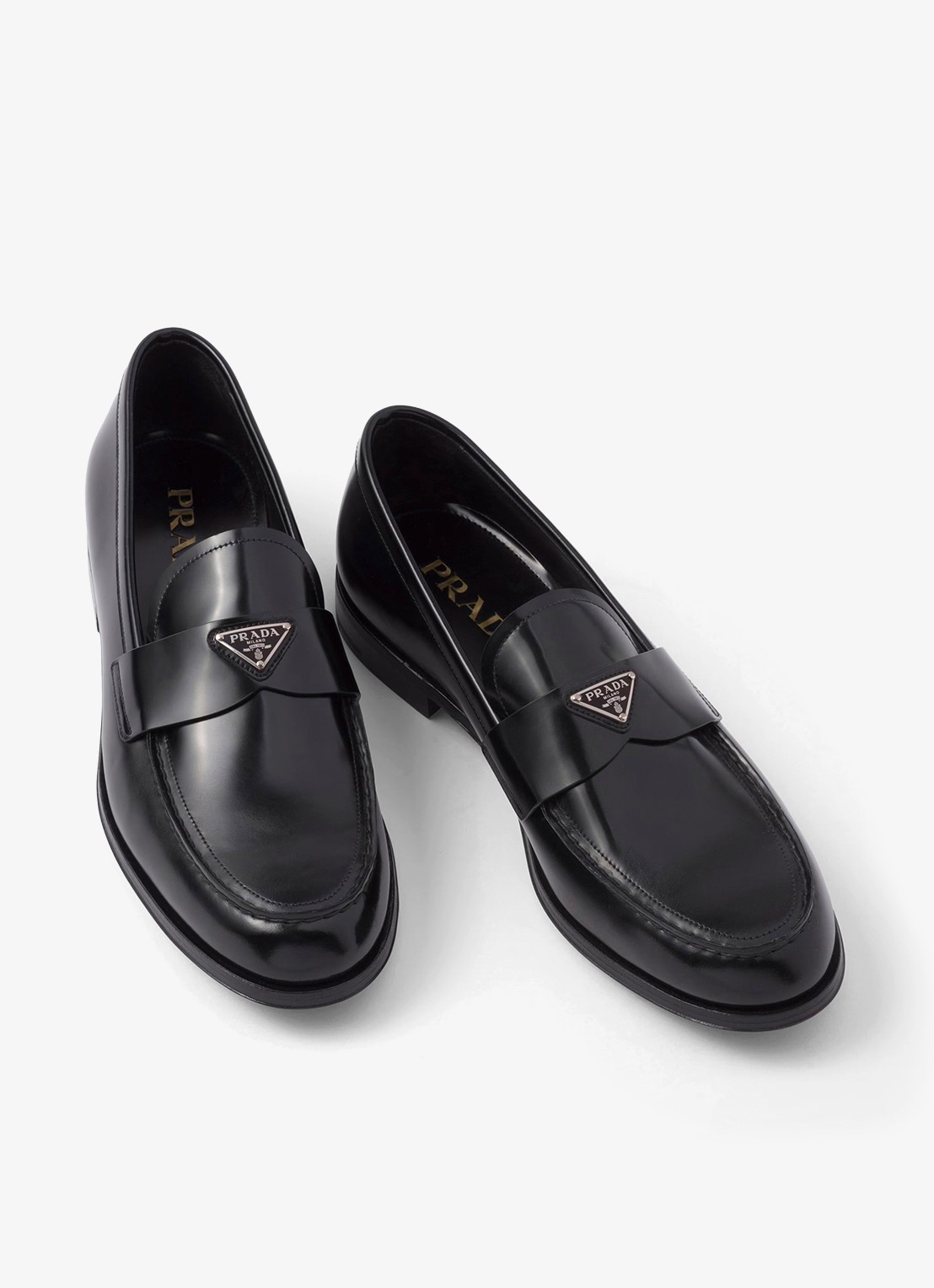 Prada Loafer van leer met logo  - detail 4 zwart