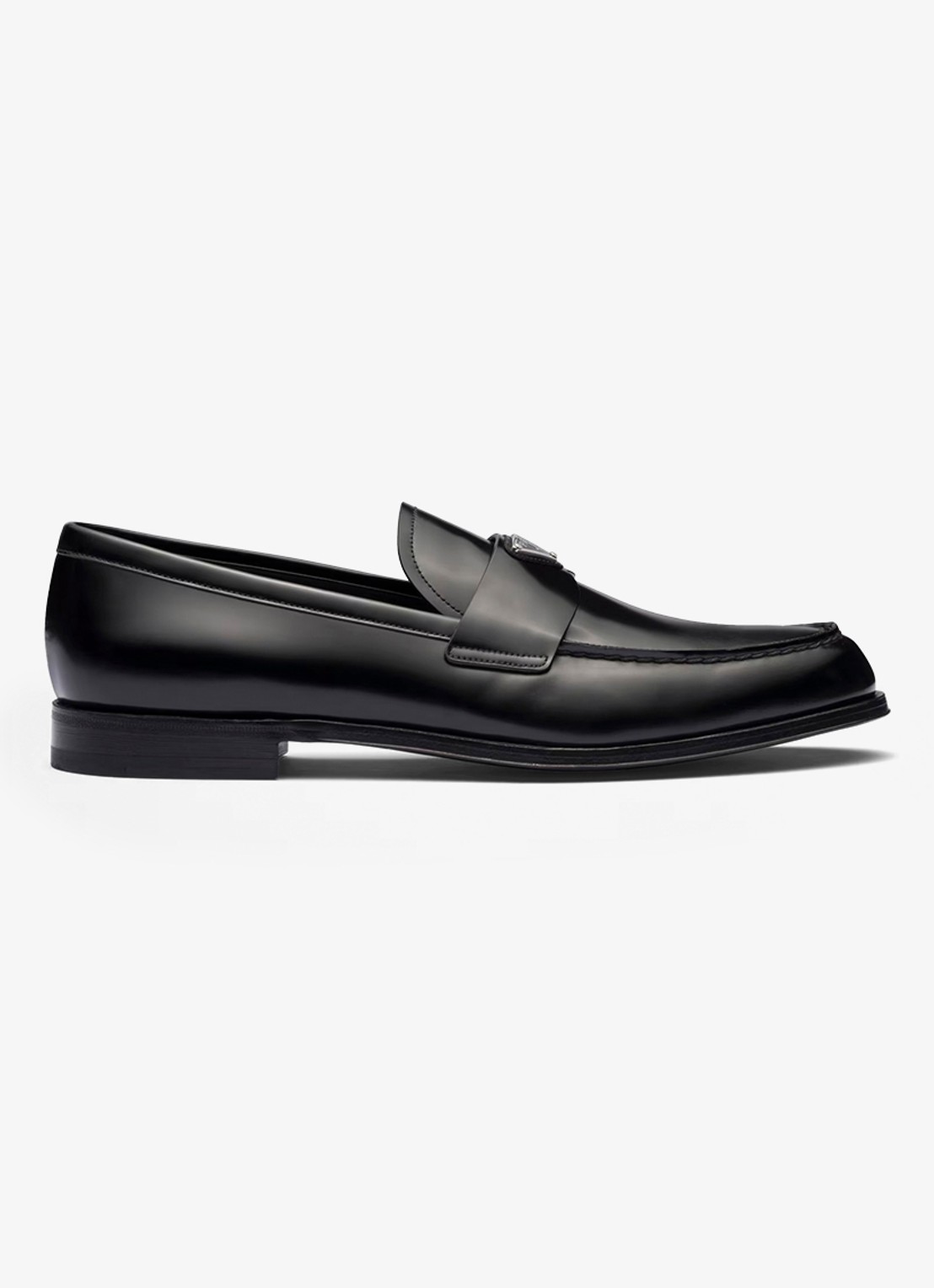 Prada Loafer van leer met logo  - voorkant zwart