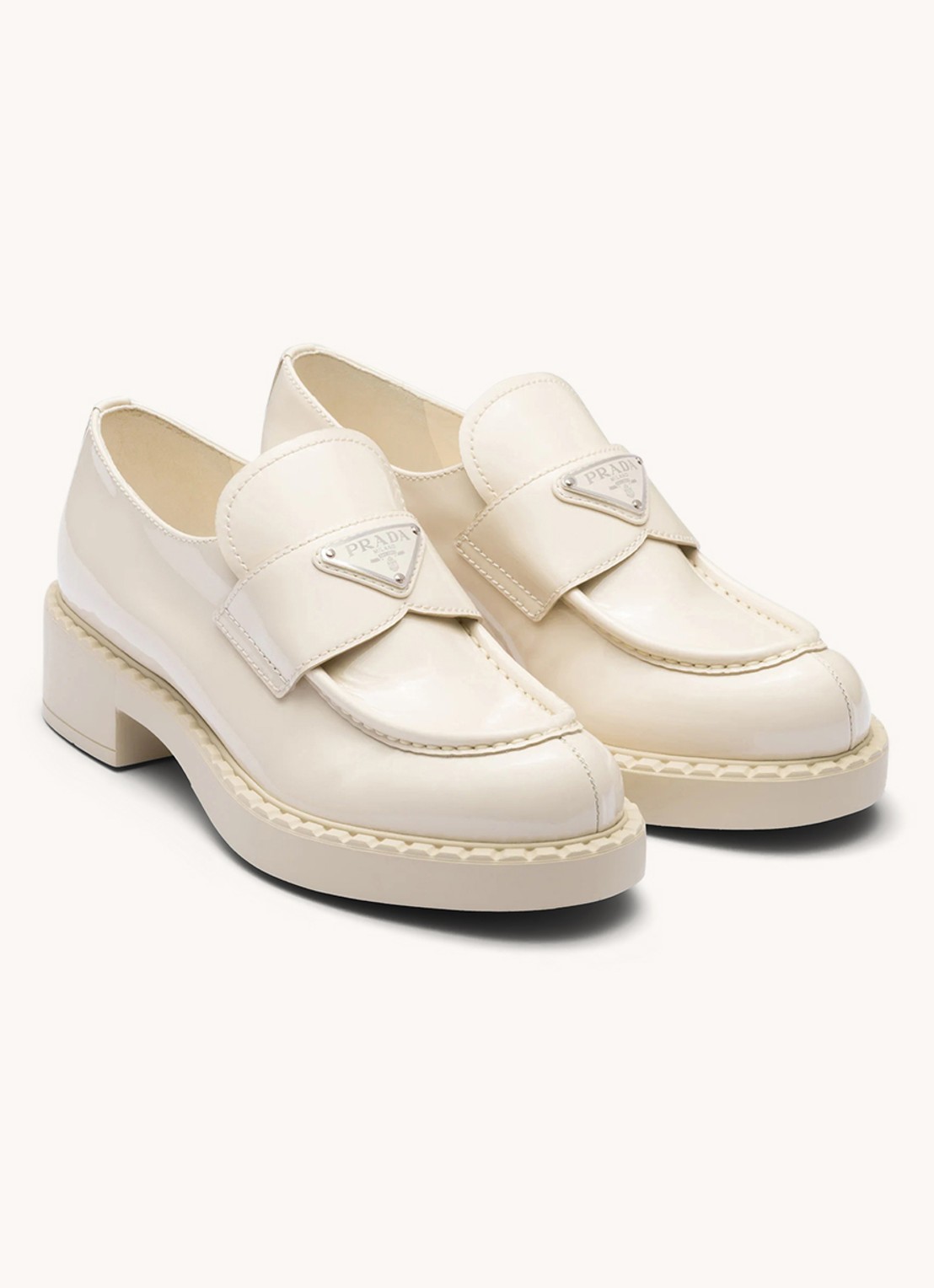 Prada Loafer van leer - voorkant 2 creme