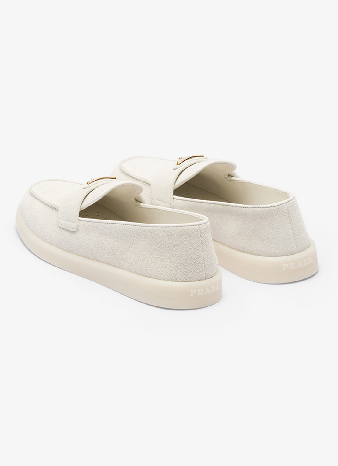 Prada Loafer van suède met logo - achterkant 3 ivoor