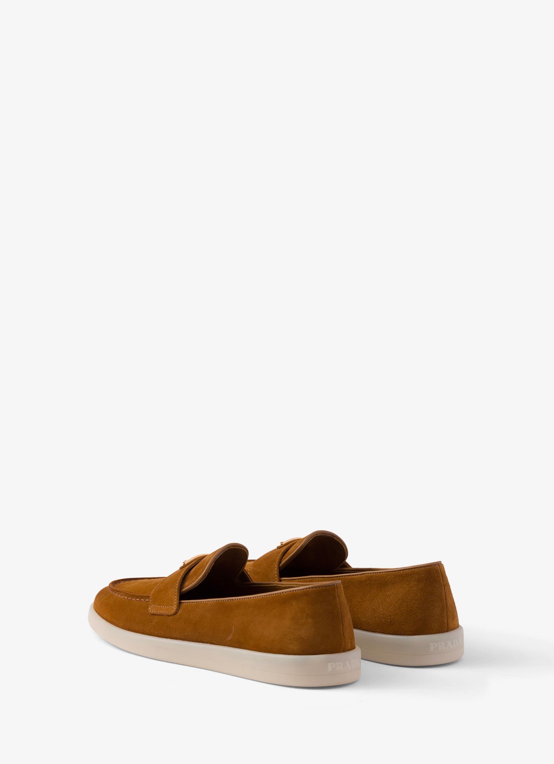 Prada Loafer van suède met logo - achterkant 6 camel