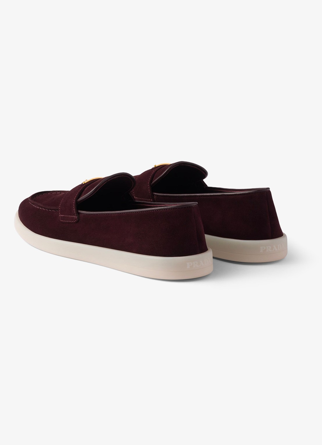 Prada Loafer van suède met logo - achterkant 5 bordeauxrood