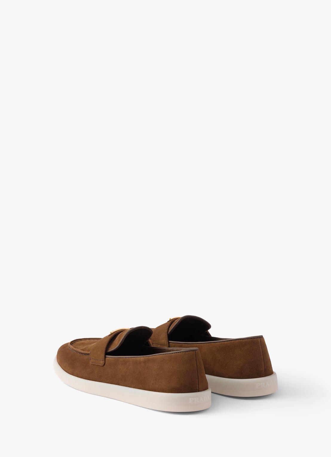Prada Loafer van suède met logo - achterkant 3 bruin