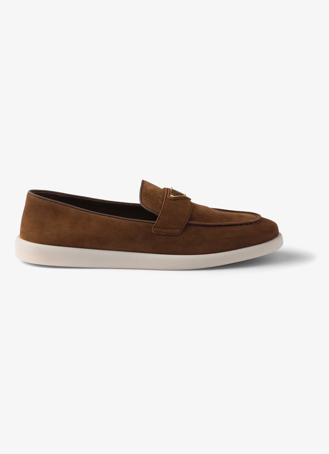Prada Loafer van suède met logo - voorkant 5 bruin