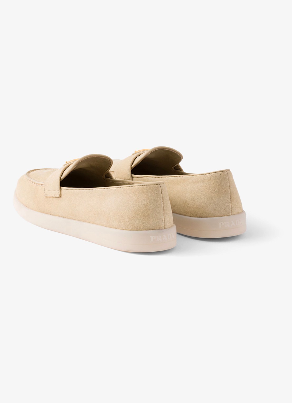 Prada Loafer van suède met logo - achterkant 6 beige