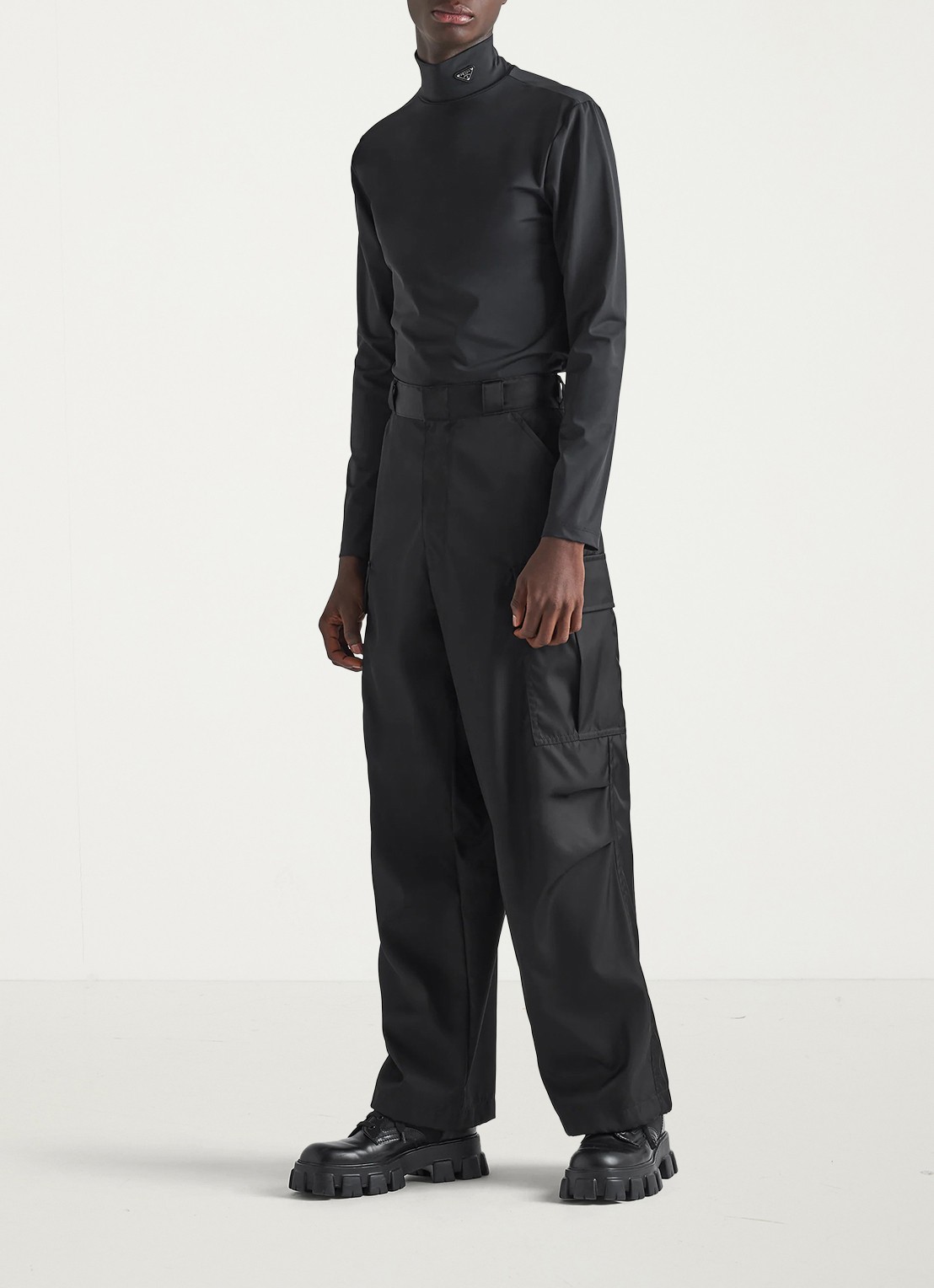 Prada Longsleeve met col en logo - detail 3 zwart